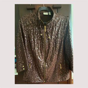 Chico's Zenergy Animal Print Jacket - chocolate brown size 2 (size10-12)